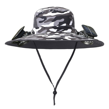 Solar Powered Outdoor Sun Hat with USB Charging & Adjustable Wide Brim for Fishing - LYDARZ
