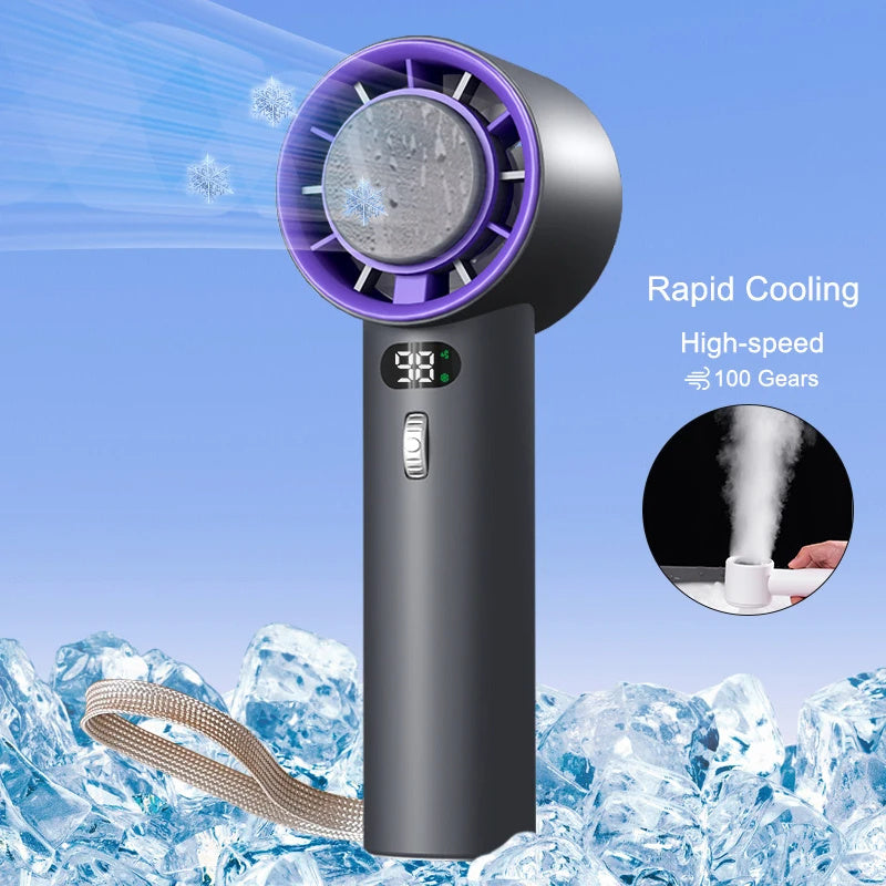 LYDARZ Refrigeration Handheld Fan – Portable Turbo Fan with 3000mAh Battery & Adjustable Wind Speeds - LYDARZ