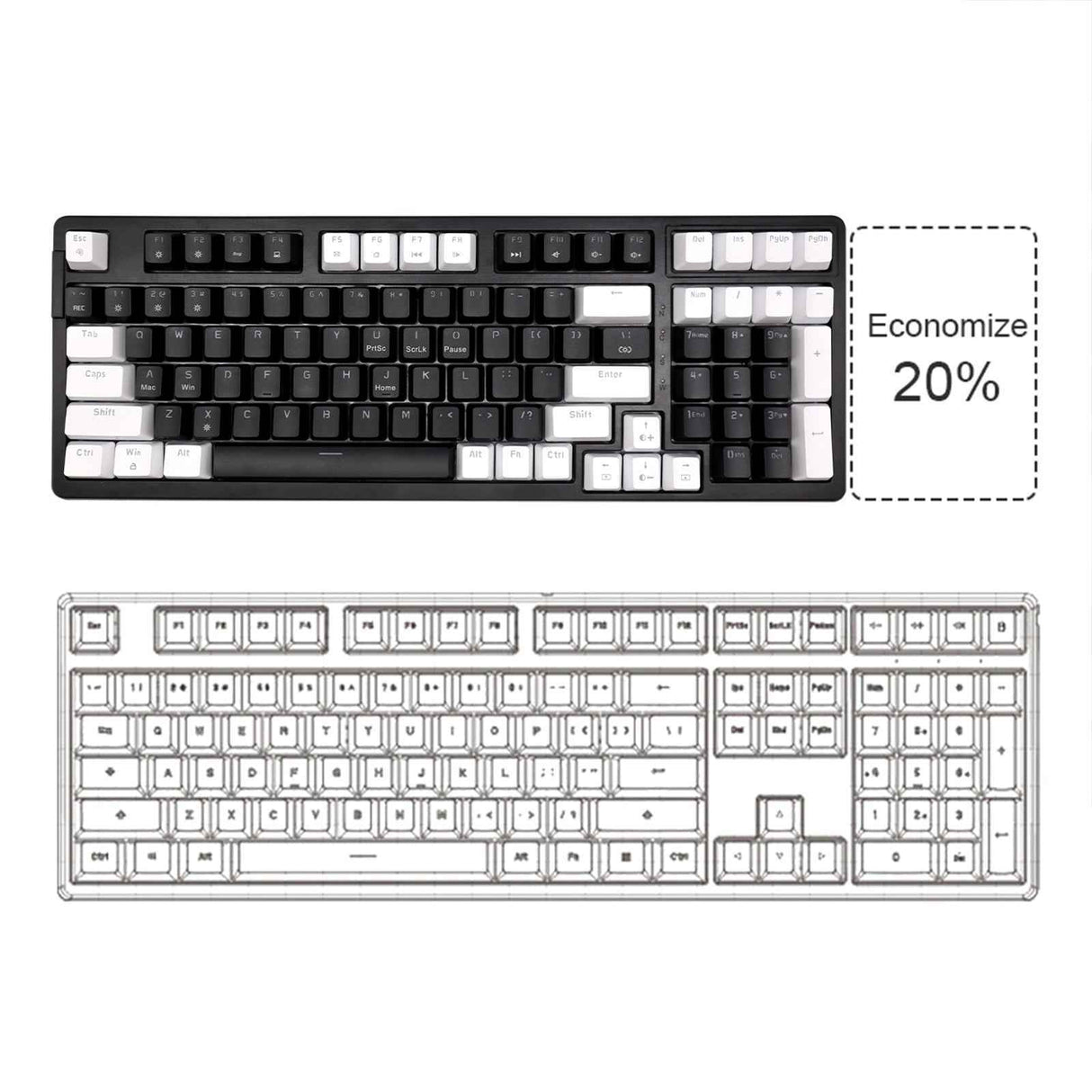 LYDARZ YK-002 Wired Mechanical Keyboard White+Black