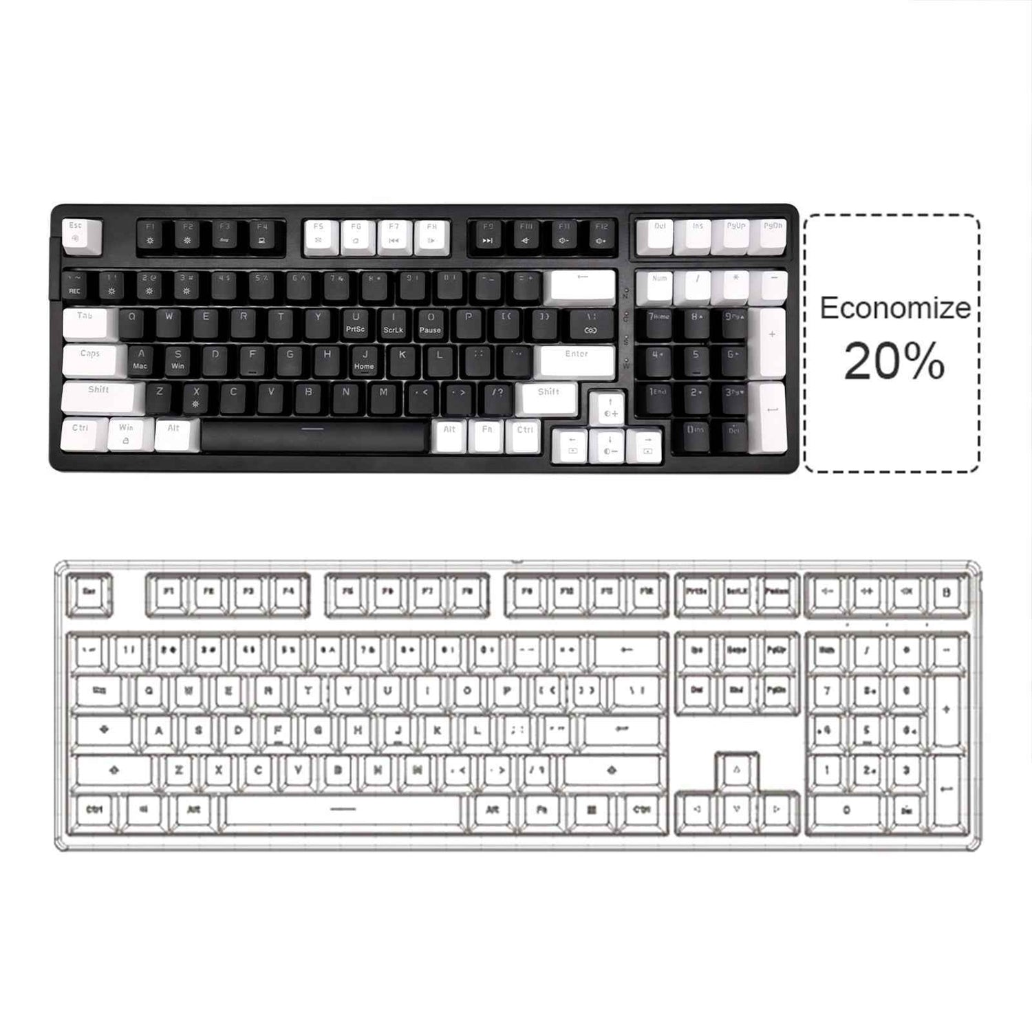 LYDARZ YK-002 Wired Mechanical Keyboard White+Black