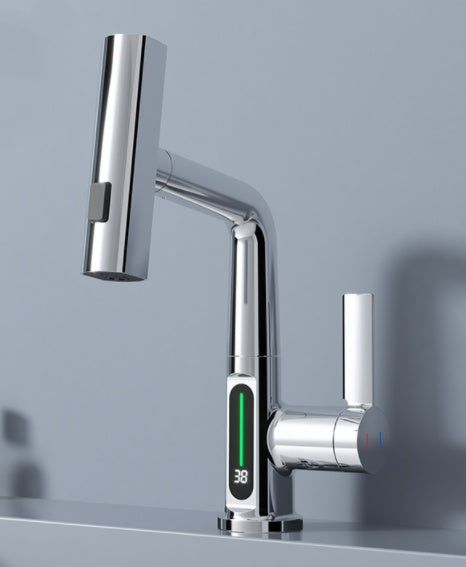 Intelligent Digital Display Faucet Pull-out Basin Faucet Temperature - LYDARZ