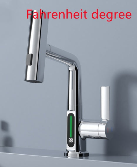 Intelligent Digital Display Faucet Pull-out Basin Faucet Temperature - LYDARZ
