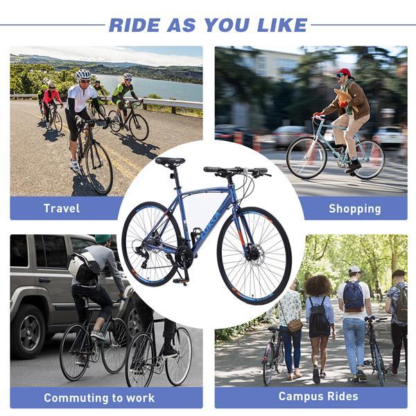 24 Speed Hybrid Bicycle Disc Brake 700C Road Bike, Suitable For Both Men And Women, 21 inch Frame - LYDARZ