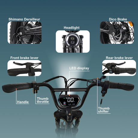 V2 Max Ebike 1000W Motor 48V30Ah Battery 20 Inches Max Speed 40-50KM - LYDARZ