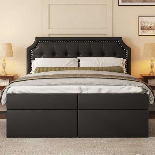 LYDARZ Pu Metal-framed Double Bed Frame Modern Sturdy Bedroom Furniture - LYDARZ