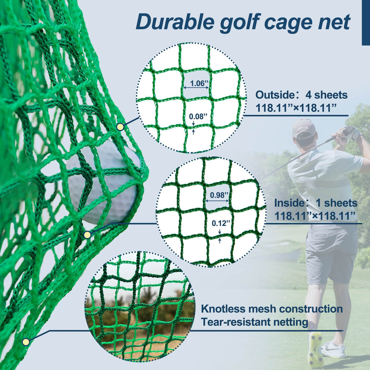 LYDARZ Golf Practice Net 10X10X10FT Cage With Metal Frame Hitting Net Kit Indoor Outdoor - LYDARZ