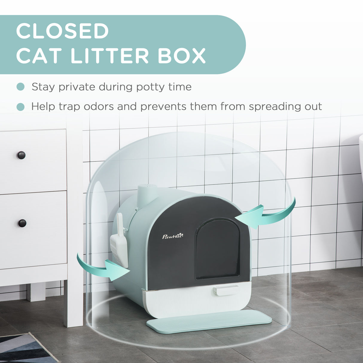 Cat Litter Box With Lid, Indoor Cat With Tray, Spoon, Strainer - LYDARZ