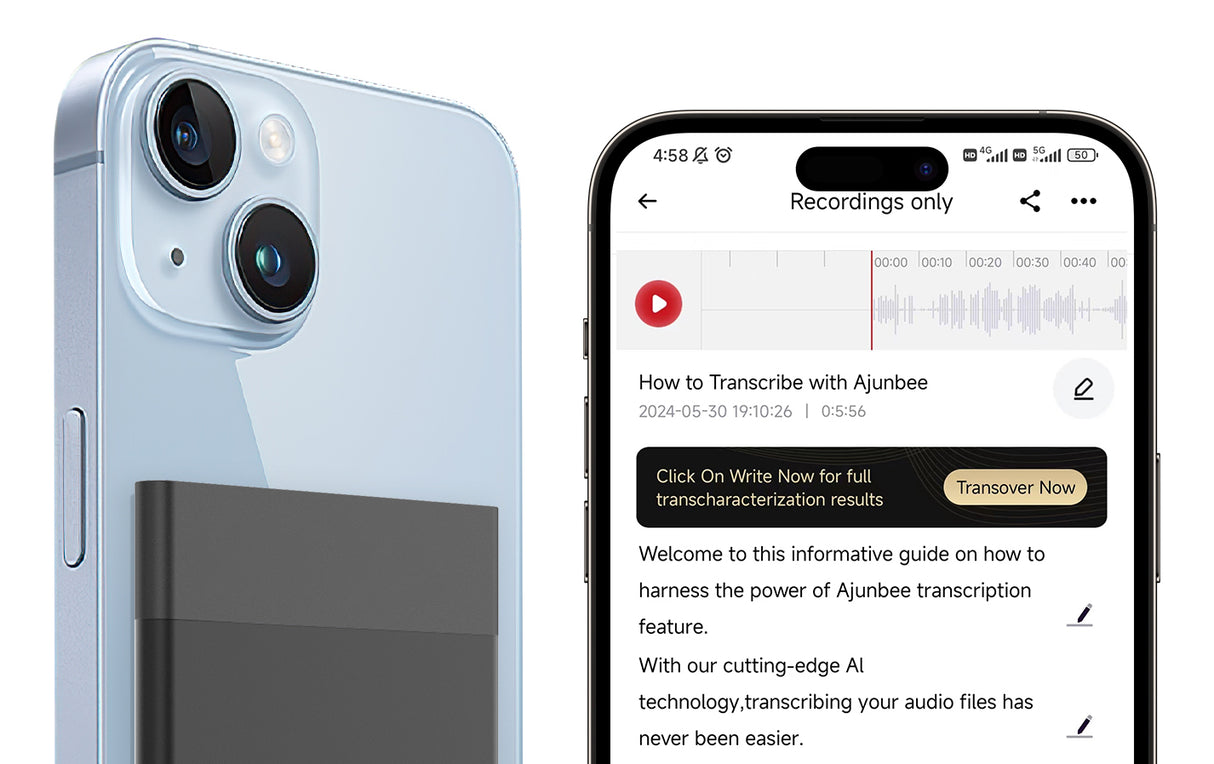 WJX AI Voice Recorder - 150 Languages, 64GB, App-Controlled - LYDARZ