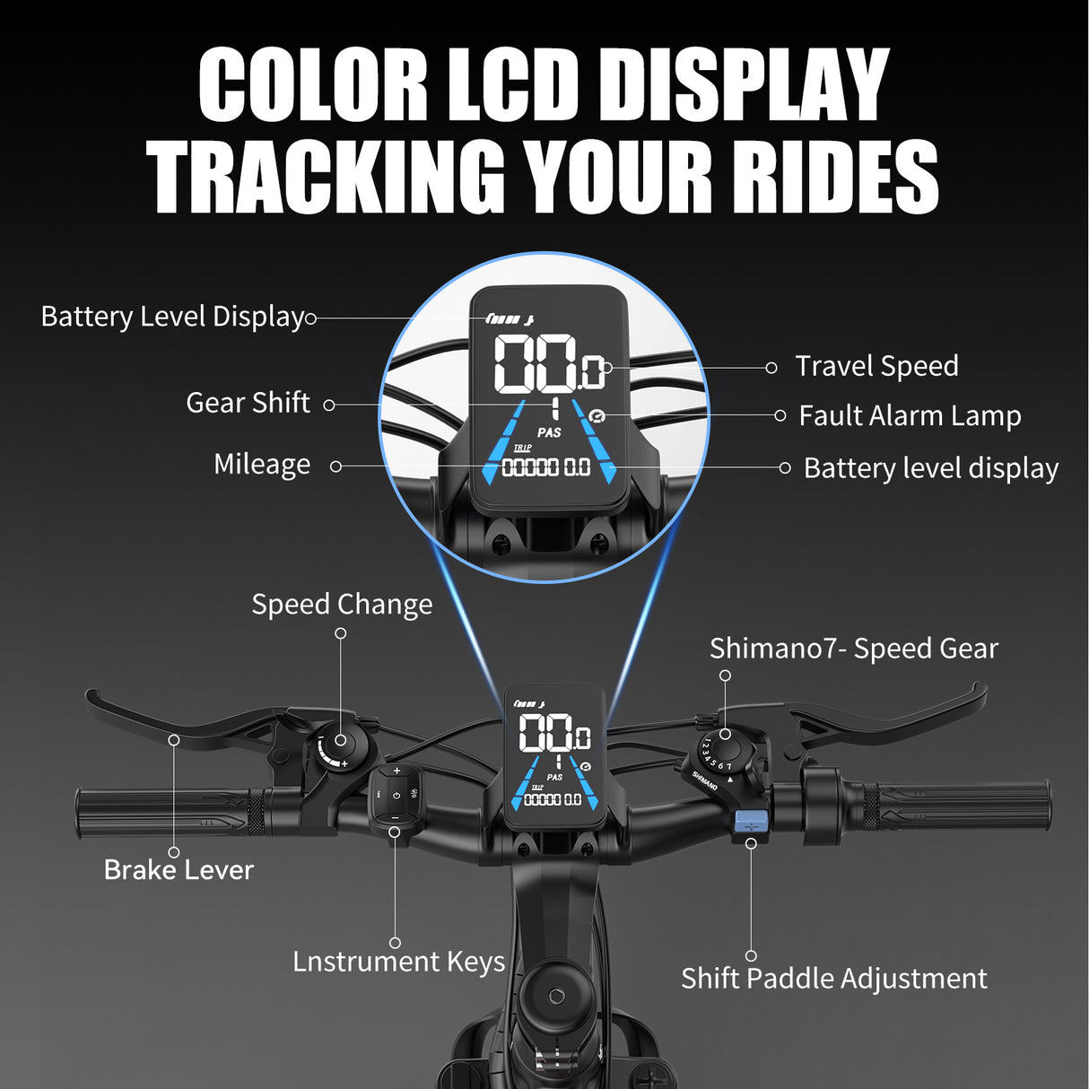 ASKGO 500W Electric Bike for Adults, 22mph Speed, 45-Mile Range, 7-Speed Mountain E-Bike - LYDARZ