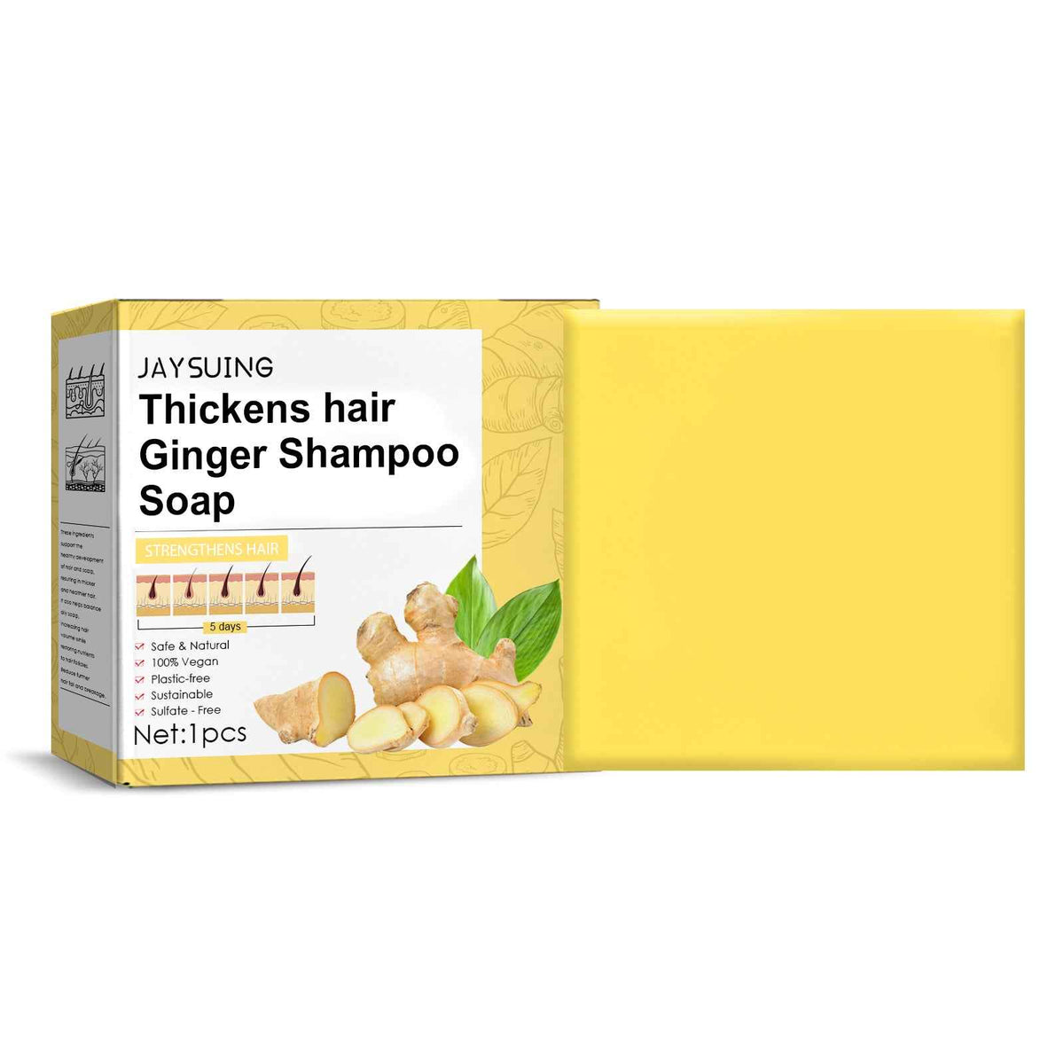 Ginger Hair Growth Shampoo Bar – Moisturizing Scalp Cleanse & Hair Care