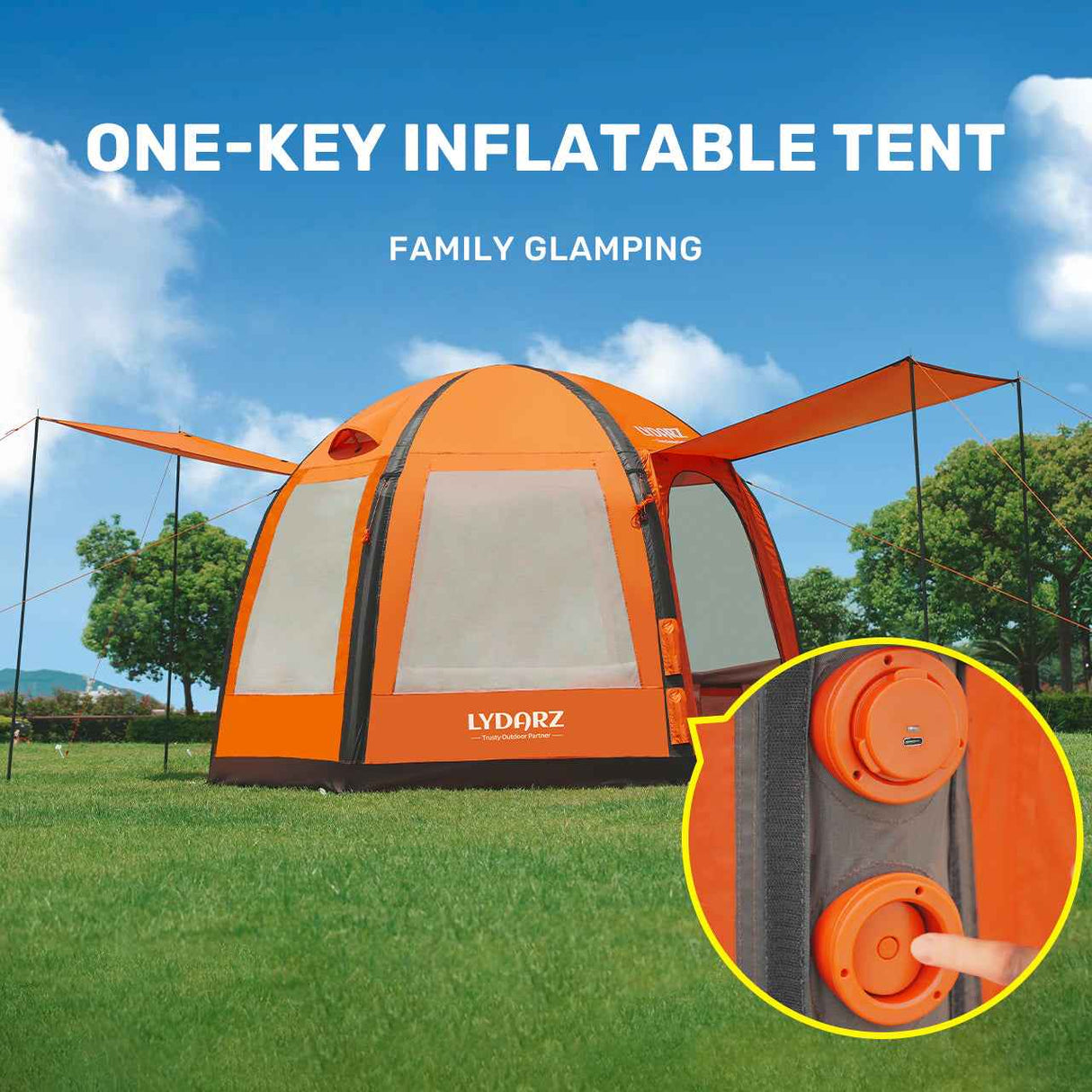 LYDARZ Inflatable camping tent 210D Fabric One-touch inflation, quick tent building in 5 minutes - LYDARZ