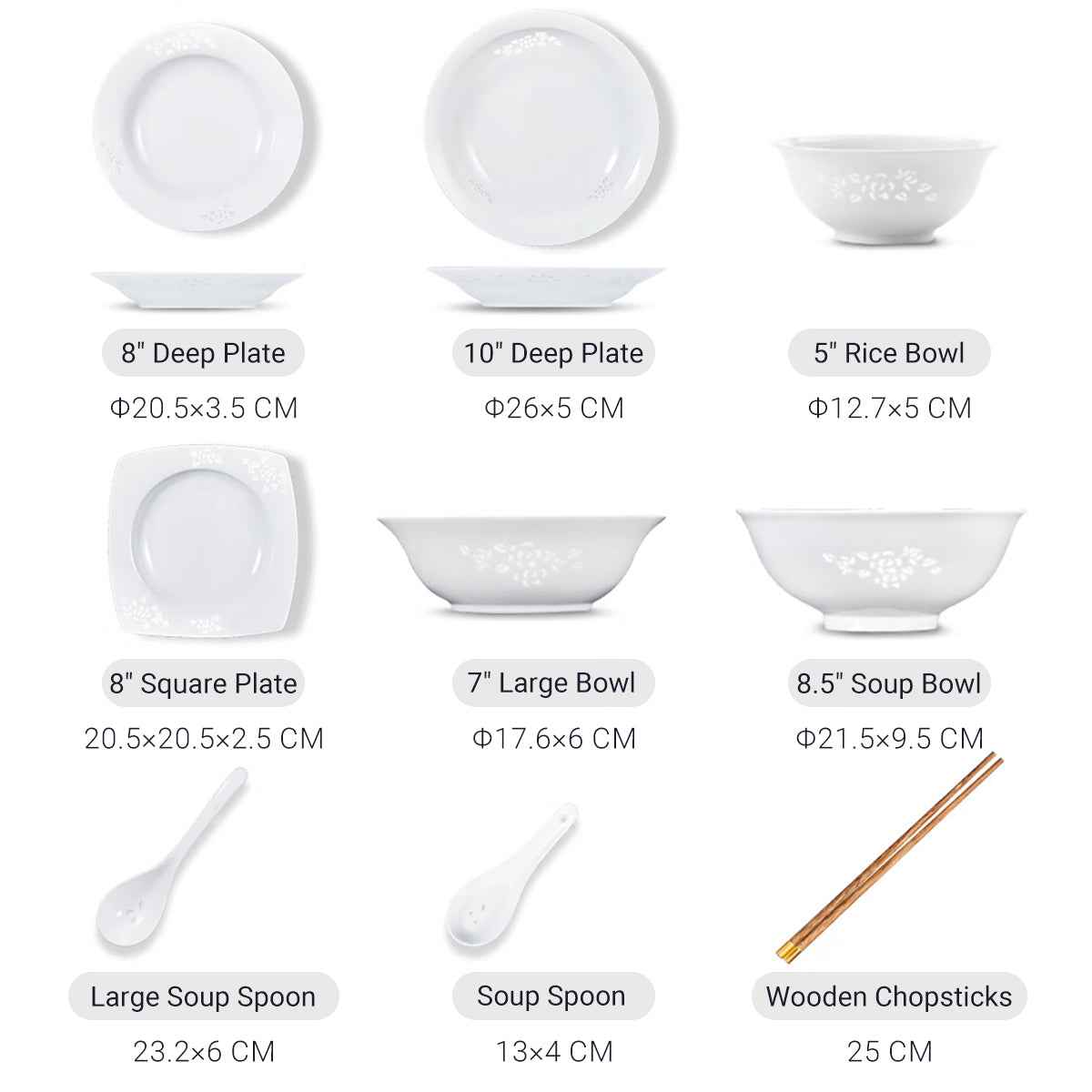 "Jade Peony' 28-Piece Tableware Set