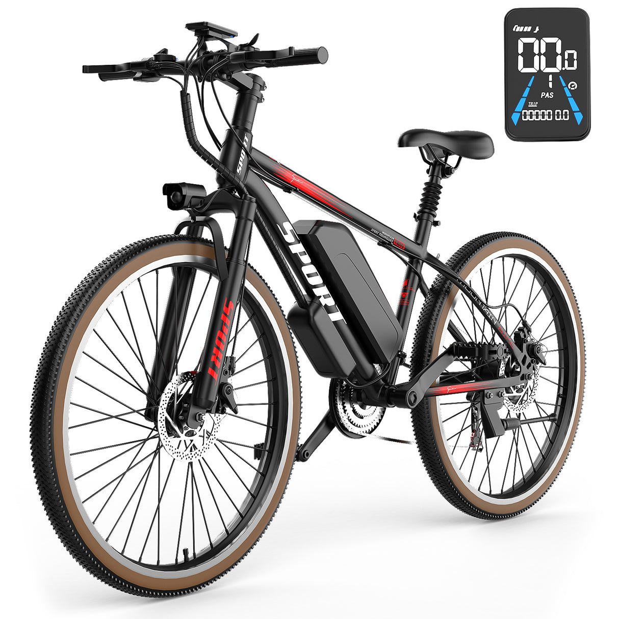 ASKGO 500W Electric Bike for Adults, 22mph Speed, 45-Mile Range, 7-Speed Mountain E-Bike - LYDARZ