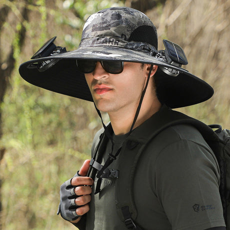Twin Fan Solar Rechargeable Electric Fan Sun-shade Sun Protection Hat - LYDARZ