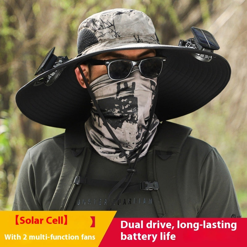 Twin Fan Solar Rechargeable Electric Fan Sun-shade Sun Protection Hat - LYDARZ