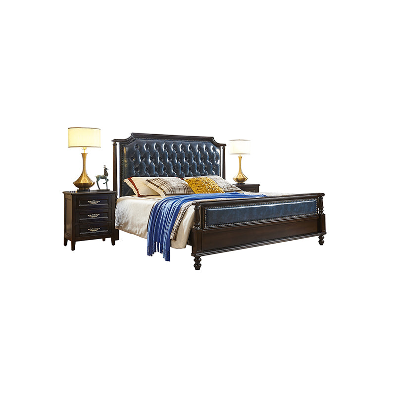 LYDARZ American Style King Bed for Bedroom - Golden Sandalwood & Oil Wax Leather with Walnut Finish - LYDARZ