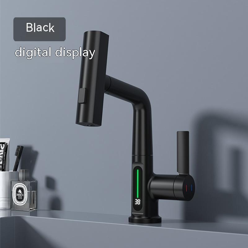 Intelligent Digital Display Faucet Pull-out Basin Faucet Temperature - LYDARZ