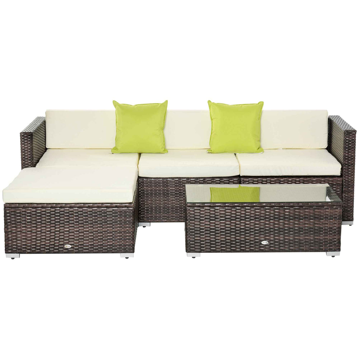Rattan Corner Sofa Set 4-Seater Outdoor Garden Sofa For Patio - Brown