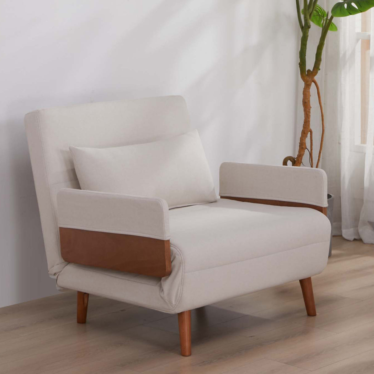 TRIO Modern Convertible Sleeper Sofa - Single-Seater with Adjustable Backrest and Quick 10-Second Conversion