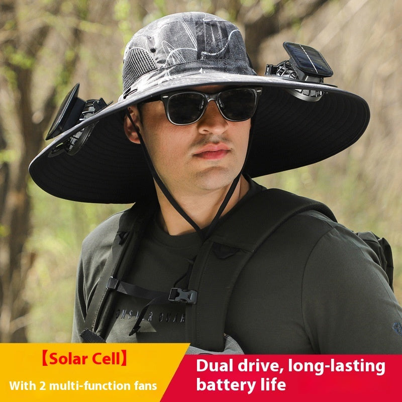 Twin Fan Solar Rechargeable Electric Fan Sun-shade Sun Protection Hat - LYDARZ