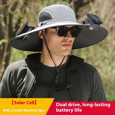 Twin Fan Solar Rechargeable Electric Fan Sun-shade Sun Protection Hat - LYDARZ