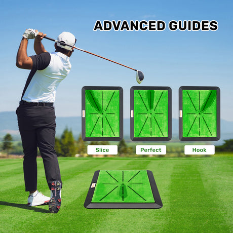 LYDARZ Golf Practice Mat - 3 Replaceable Mats with Swing Feedback & No-Slip Base - LYDARZ