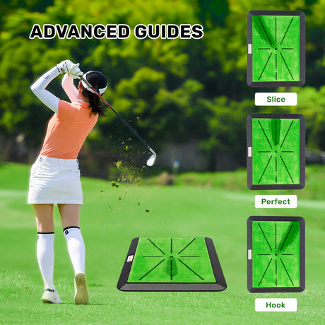 LYDARZ Golf Practice Mat - 3 Replaceable Mats with Swing Feedback & No-Slip Base - LYDARZ