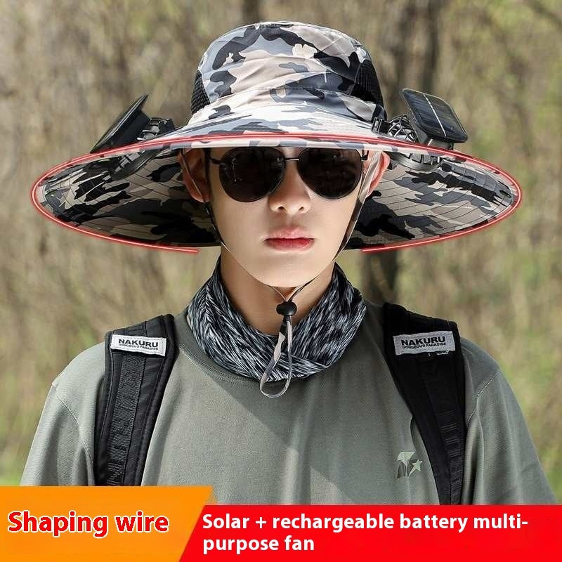 Twin Fan Solar Rechargeable Electric Fan Sun-shade Sun Protection Hat - LYDARZ