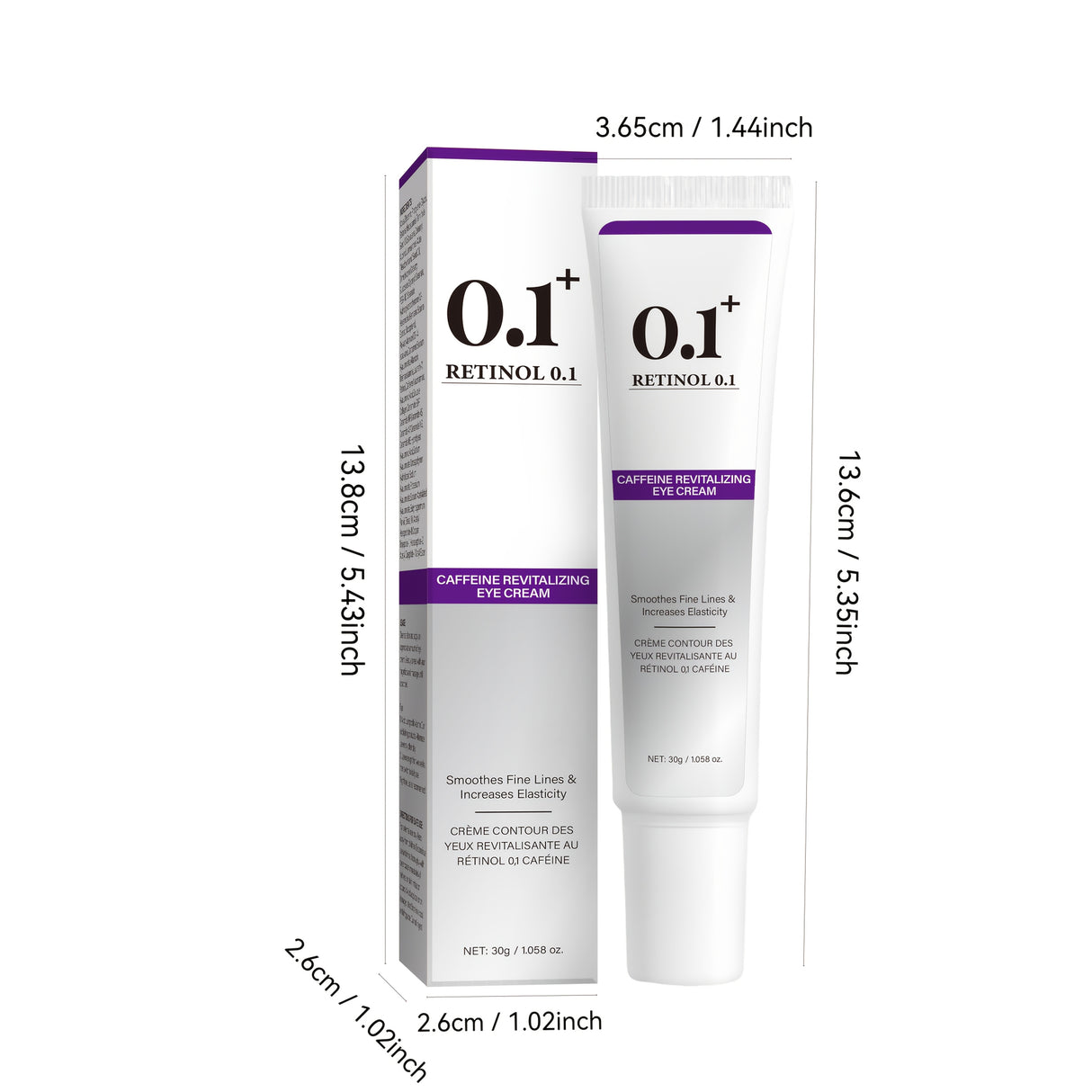 Retinol 0.1 Caffeine Revitalizing Eye Cream for Energized & Refreshed Look 30g - Smooths Fine Lines & Increases Elasticity