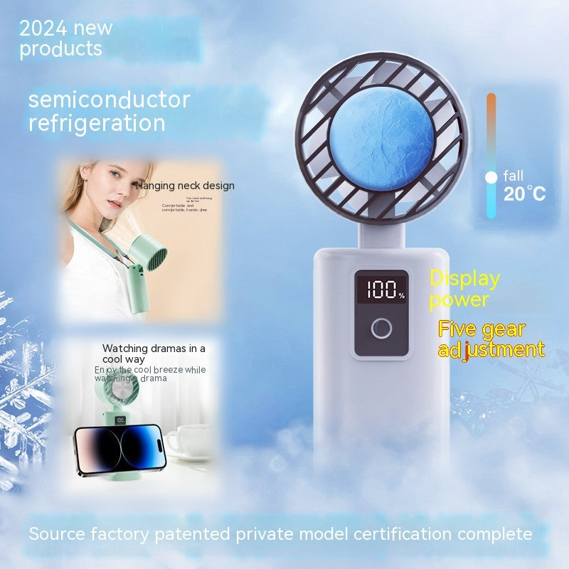 LYDARZ Refrigeration Handheld Fan USB Rechargeable – 5-Speed Portable Fan with Digital Display - LYDARZ