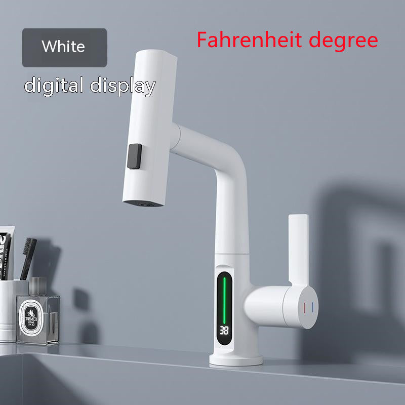 Intelligent Digital Display Faucet Pull-out Basin Faucet Temperature - LYDARZ