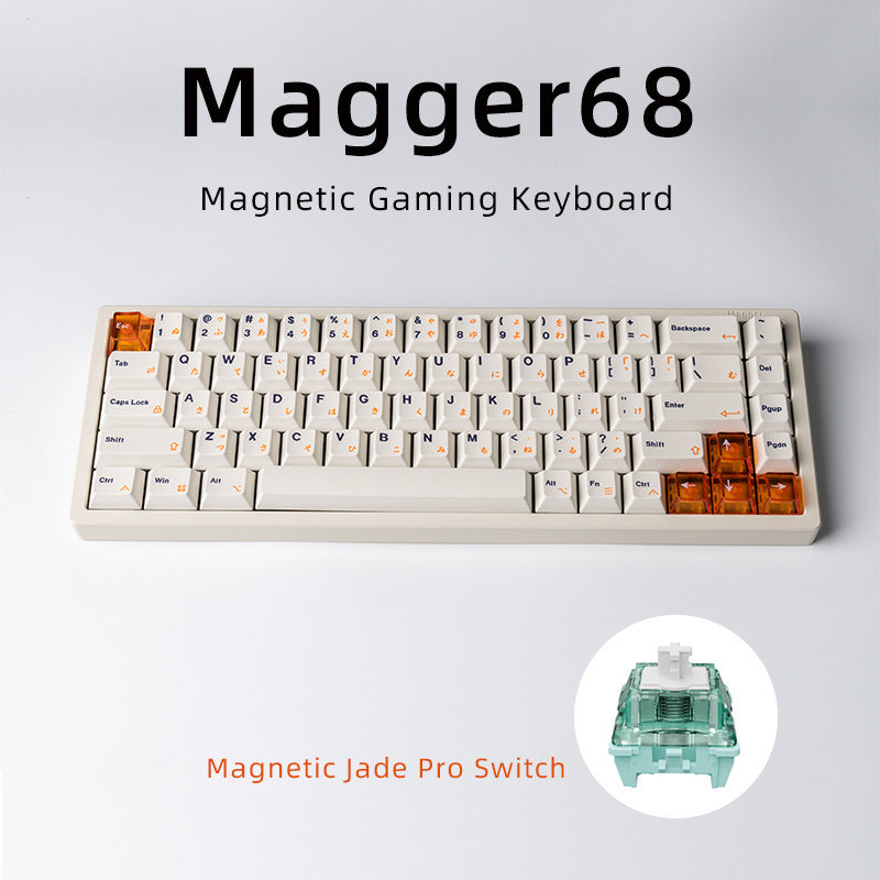 Magnetic Gaming Keyboard White Porcelain Jade 68 Key Aluminum Tuo Keyboard - LYDARZ