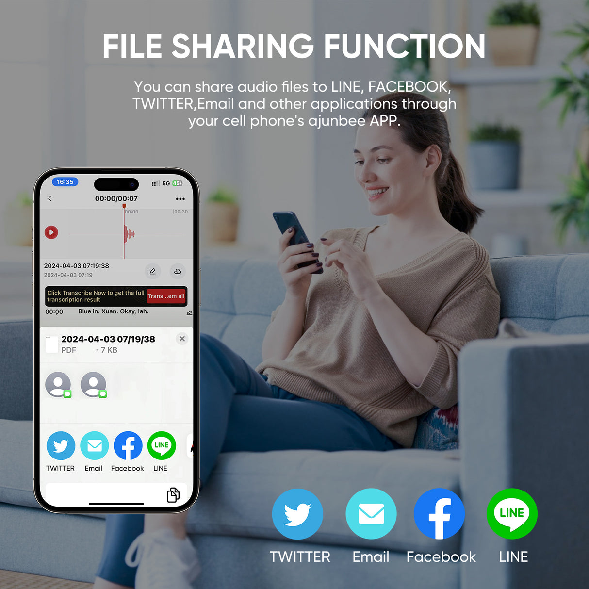 WJX AI Voice Recorder - 150 Languages, 64GB, App-Controlled - LYDARZ