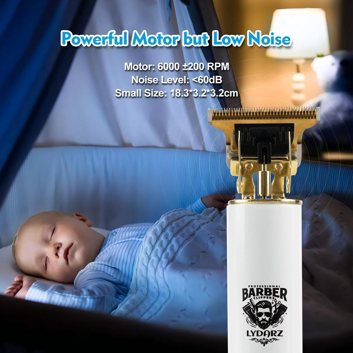 LYDARZ 809D 4 In 1 White Hair Clippers for Men Electric Shavers Ceramic T-Blade Professional Beard Trimmer Kits & Sets Brush Flawless Adjustable Attachment