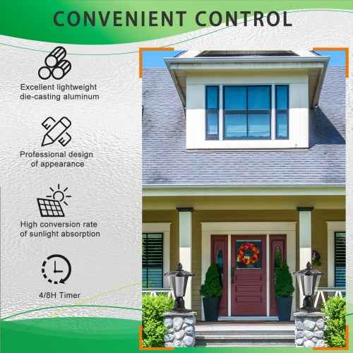 LYDARZ Solar Pillar Headlights With Dimmable LEDs 1-pack