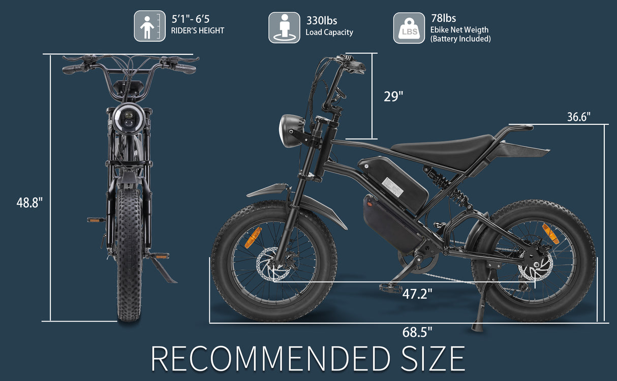 V2 Max Ebike 1000W Motor 48V30Ah Battery 20 Inches Max Speed 40-50KM - LYDARZ