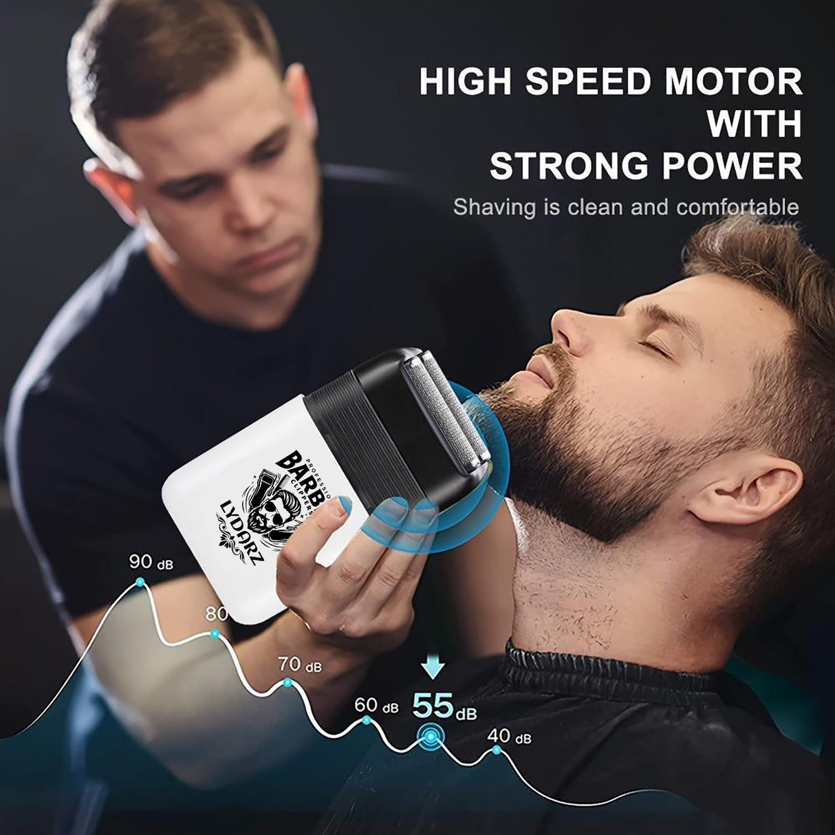 LYDARZ 809D 4 In 1 White Hair Clippers for Men Electric Shavers Ceramic T-Blade Professional Beard Trimmer Kits & Sets Brush Flawless Adjustable Attachment