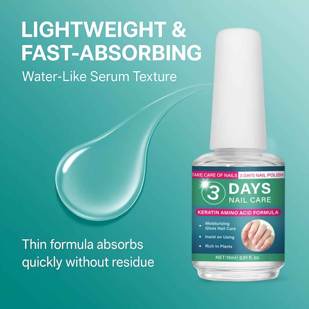 3-Day Nail Care Oil - Lightweight Fast-Absorbing Water-Like Serum Texture for Continuous Nail Health Maintenance