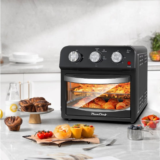 PLUM CHEF 12.5 Qt Multi-Function Air Fryer with Grill, Bake, Defrost & Dual Knob Control - LYDARZ