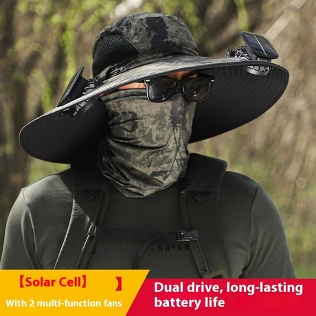 Twin Fan Solar Rechargeable Electric Fan Sun-shade Sun Protection Hat - LYDARZ