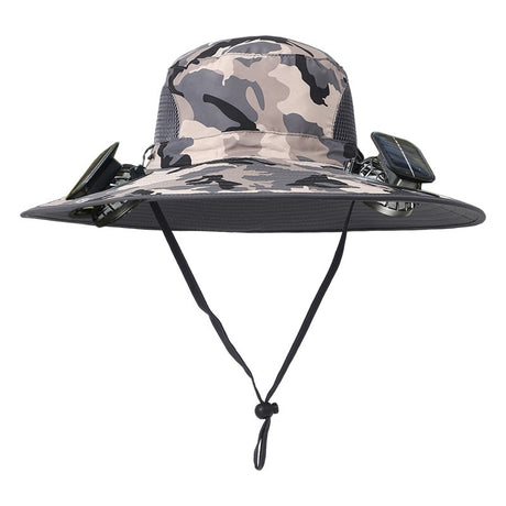 Solar Powered Outdoor Sun Hat with USB Charging & Adjustable Wide Brim for Fishing - LYDARZ