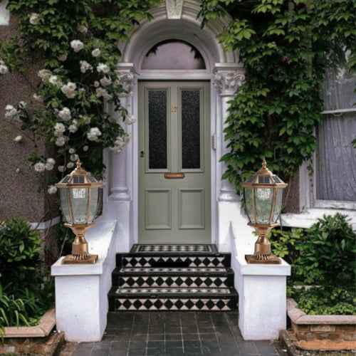 LYDARZ Vintage Gold Solar Pillar Headlight With Dimmable LED-2 Pack