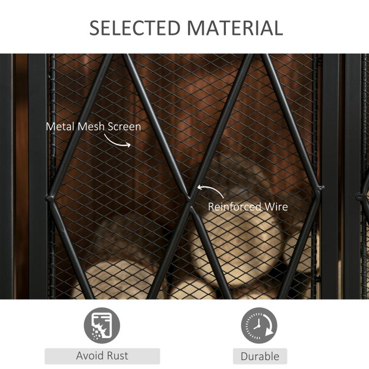 3-Panel Folding Fireplace Screen for Wood Burning with Double Doors, Home Heavy Duty Steel Fire Spark Guard, 47.25 inch W x 31 inch H, Black