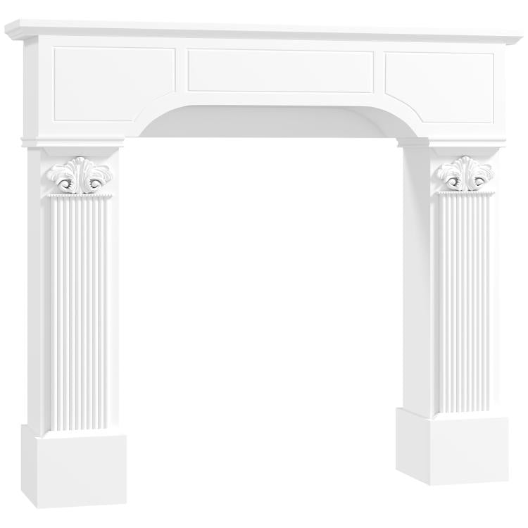 Baroque Fireplace Mantle, Freestanding Fireplace Surround for Electric Fireplaces, 43.3 inch W x 42.8 inch H, White