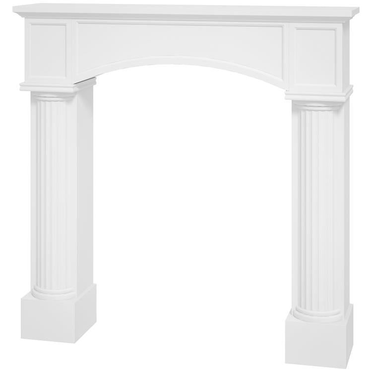 Modern Fireplace Mantel, Freestanding Fireplace Surround for Electric Fireplaces, 43.3 inch W x 39.8 inch H, White