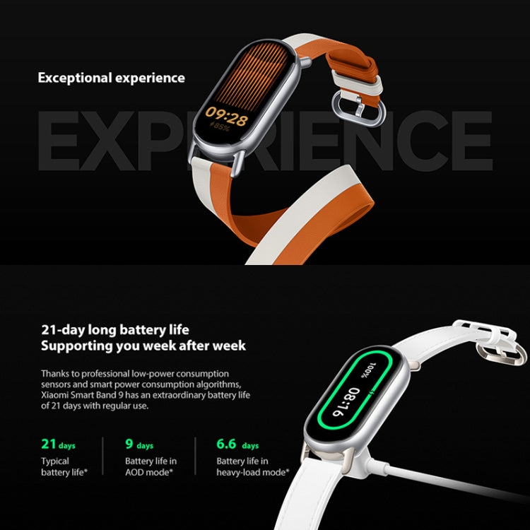Original Xiaomi Smart Band 9 Global 1.62 inch AMOLED Screen 5ATM Waterproof Smart Watch, Support Blood Oxygen / Heart Rate Monitor, Smart Band 9 Global Black, Smart Band 9 Global Silver