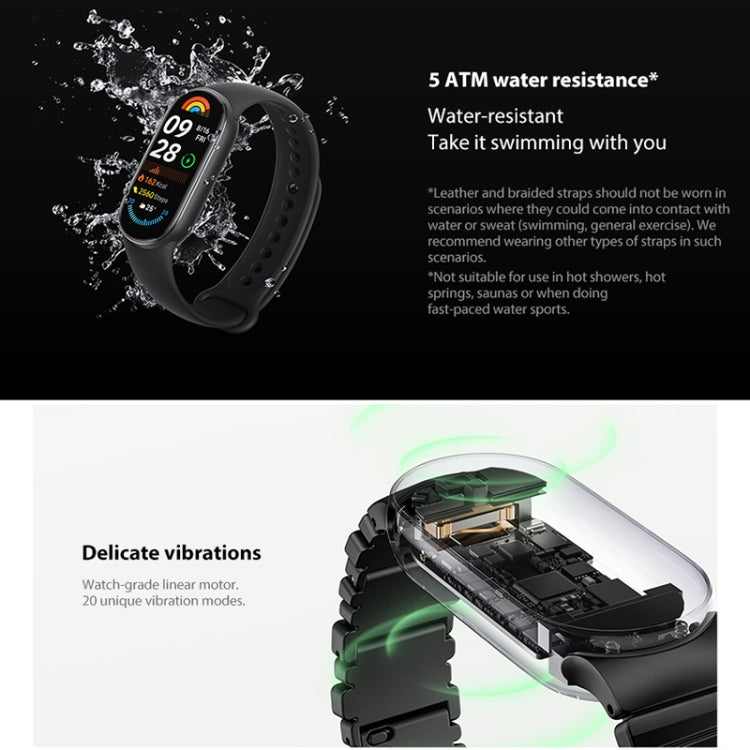 Original Xiaomi Smart Band 9 Global 1.62 inch AMOLED Screen 5ATM Waterproof Smart Watch, Support Blood Oxygen / Heart Rate Monitor, Smart Band 9 Global Black, Smart Band 9 Global Silver