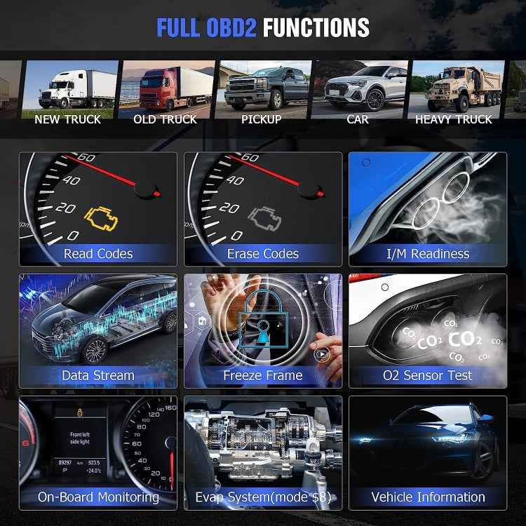 HD10 12V-24V 2 in 1 Full Systems Diagnostic Scan Tool OBD2/HDOBD/EOBD Scanner