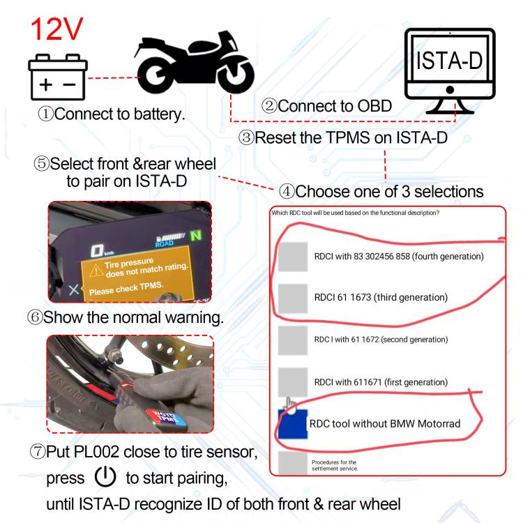Herramienta de activación del sensor de presión de neumáticos WOYO PL002 para motocicletas BMW, PL002