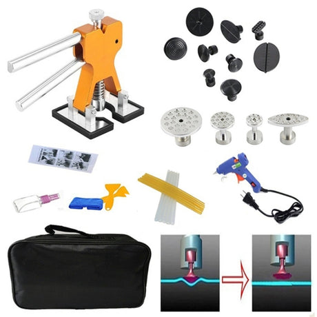 29 in 1 Auto Car Dent Lifter-Glue Puller Aluminium Alloy Tab Bodywork Repair Tools Kit, with 20W Glue Gun - LYDARZ